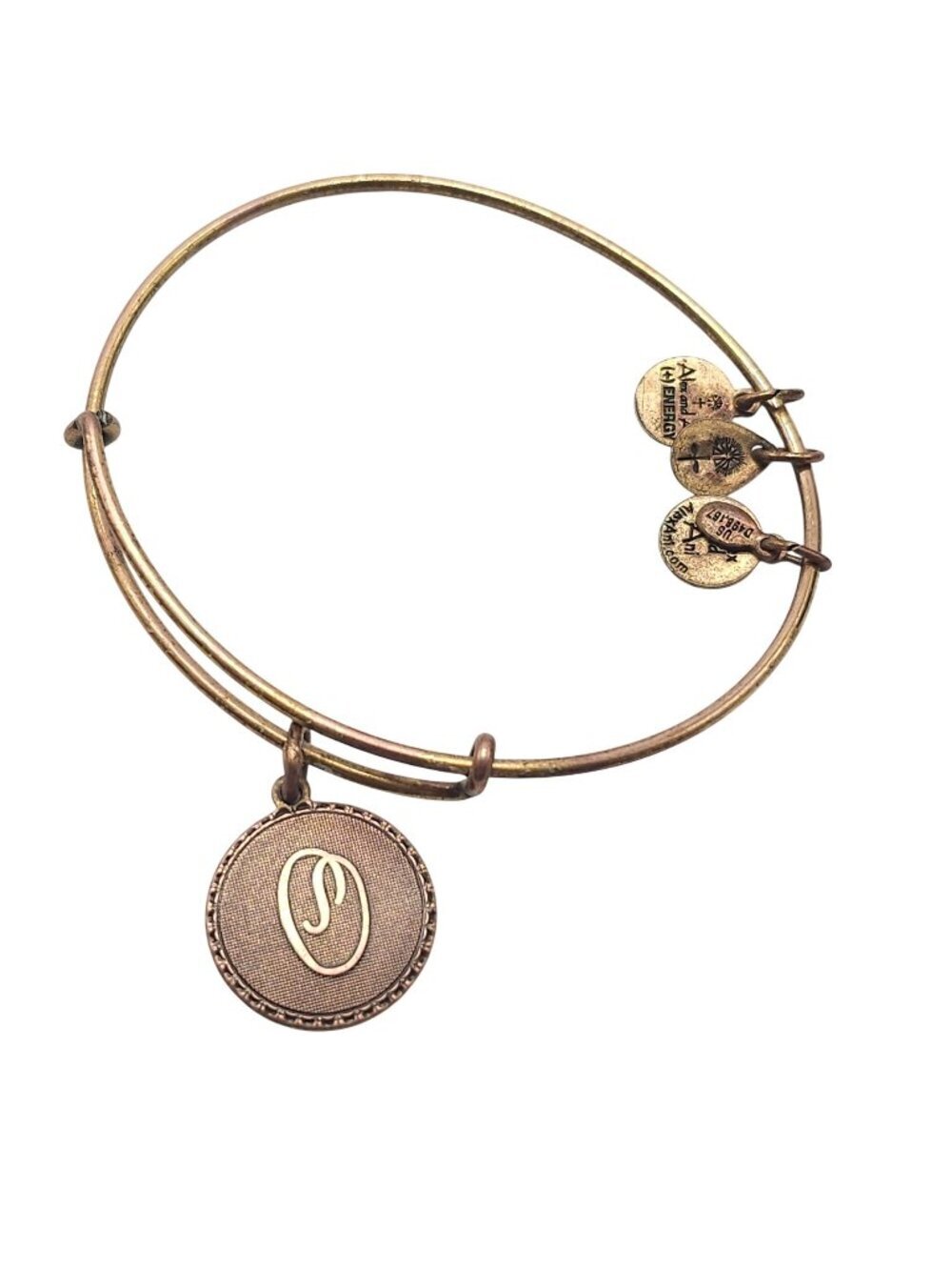 Alex And Ani Initial O Bangle Charm Bracelet Rafaelian Gold Expandable